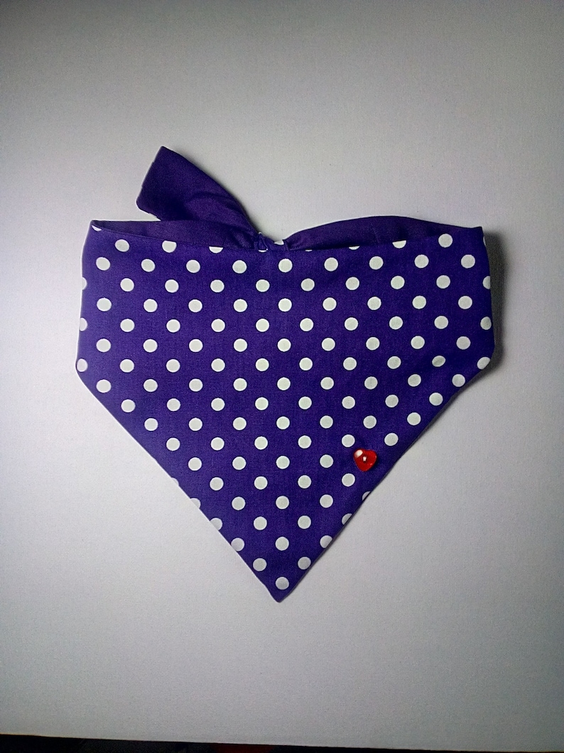 Purple and White Spotty Tie on Dog Bandana