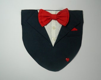 Dog Tuxedo Wedding/Christmas Bandana and Pocket Square (Custom Colours Available)