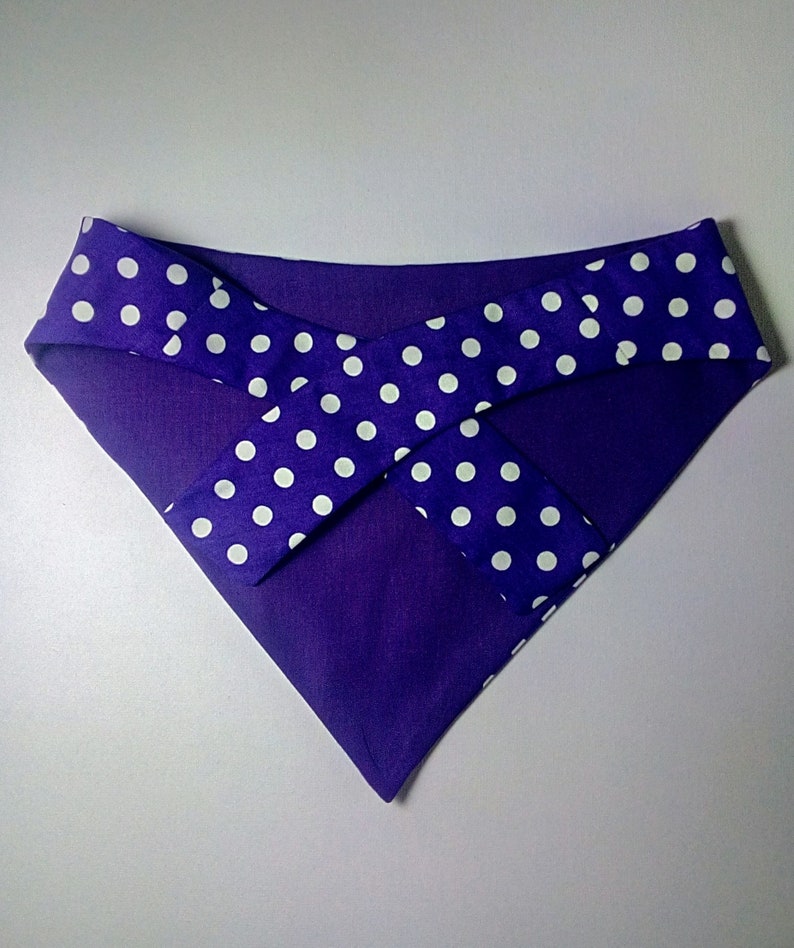 Purple and White Spotty Tie on Dog Bandana