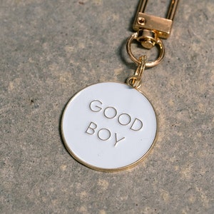 Enamel Dog Tag laser engraved - Good Boy  - Custom Pet ID, keychain, cat tag, Personalized dog tag