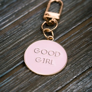 Enamel Dog Tag laser engraved - Good Girl  - Custom Pet ID, keychain, cat tag, Personalized dog tag