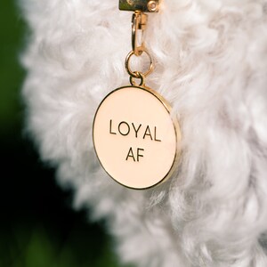 Enamel Dog Tag laser engraved Loyal AF Custom Pet ID, keychain, cat tag image 1