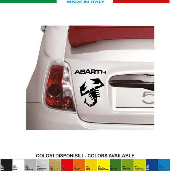 1 Sticker FIAT 500 ABARTH Written + Scorpion mm.80xmm.90 - ITALY - Decals  Stickers Aufkleber Pegatinas Ferrari