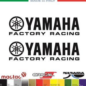 Kit 2 Adesivi YAMAHA FACTORY RACING mm.120xmm.32 - Decals Stickers Klebstoffe Pegatinas F1 MotoGP V.Rossi Ducati Yamaha Honda Kawasaki