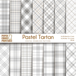 Pastel Tartan Digital  Paper Seamless Pattern Background  Scrapbook Digital Papers 8.5x11/12x12 inches jpg Printable paper, INSTANT DOWNLOAD