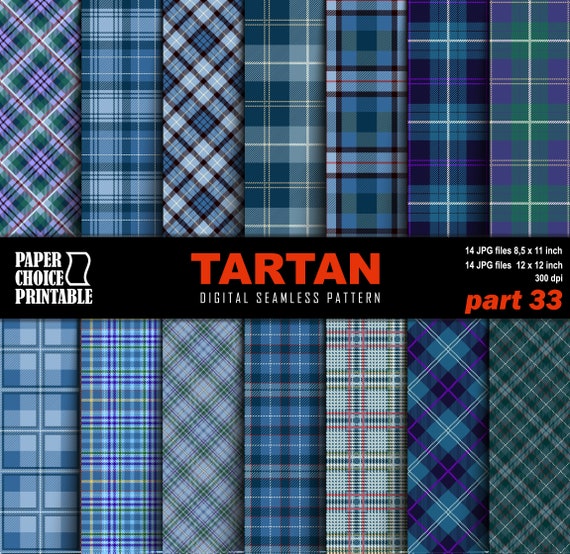 Tartan Blue Digital Paper clipart. Scottish plaid, tartan clipart. Seamless pattern digital paper. Printable. Instant download.  Part 33