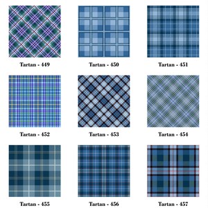 May include: Nine different plaid patterns in shades of blue, green, and white. Each pattern is labeled with a number from 449 to 457.