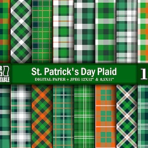 Peut inclure: Un pack de papier numérique avec 16 motifs différents de plaid vert, blanc et orange. Les motifs sont parfaits pour les projets et les travaux manuels de la Saint-Patrick. Le pack comprend des papiers numériques de 12x12 pouces et de 8,5x11 pouces.