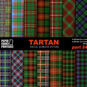 Tartan  Digital Paper clipart. Scottish plaid, tartan clipart. Seamless pattern digital paper. Printable. Instant download.  Part 34