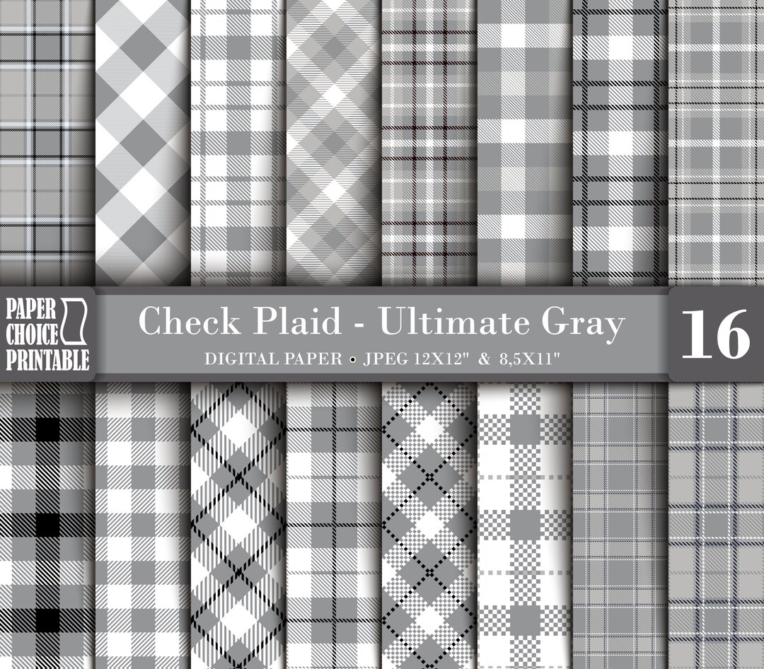 Digital Paper Set Ultimate Gray. Tartan Seamless Pattern Plaid ...