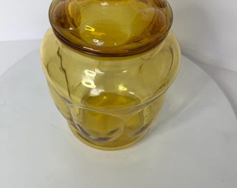 LE Smith Amber Glass Apothecary Jar: Thumbprint Design