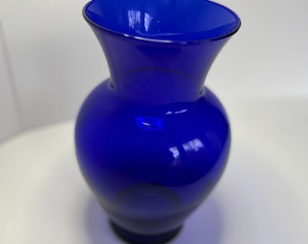 Tall 11 inch Indiana Cobalt Blue Glass Vase Vintage