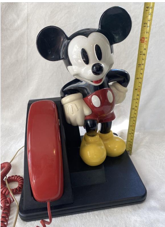 MICKEY MOUSE, Phone, 1980’s, Corded, Land Line, Touch Tone, Telephone, Excellent Disney Memorabilia Land Line. 14 inches