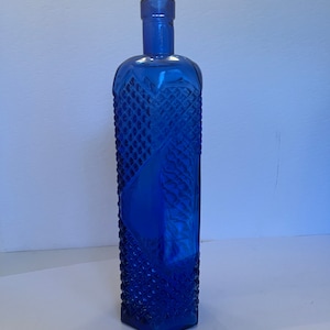 Cobalt Blue Glass Bottle eDecanter: Diamond Pattern Bottle, 12&quot; Tall