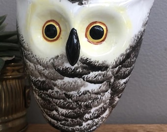 Vintage Owl Figurine, Ceramic Bobble Head, Wobbly, Cute, Big Eyes, Owl Lover Gift, Collectible