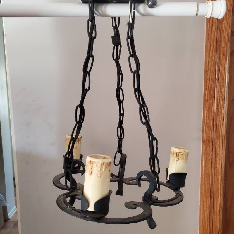 Vintage Lightolier cast iron chandelier 