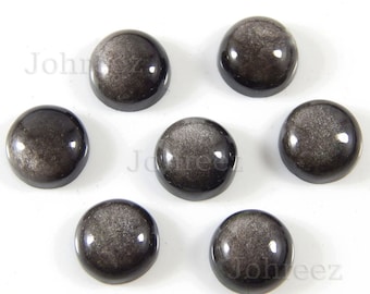 Silver Sheen Obsidian Cabochon: Round Polished Loose Gemstone (3x3mm to 20x20mm)