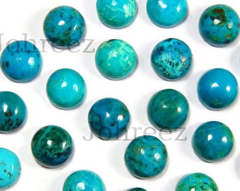 Natural Chrysocolla Round Cabochon Flat Back Loose Stones 3x3mm To 20x20mm Chrysocolla Calibrated Gemstones