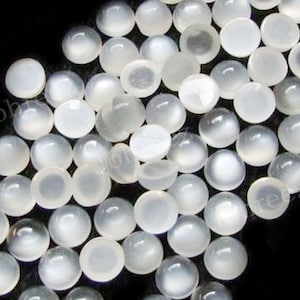 White Moonstone Cabochons: 3-20mm Round Flat Back Gemstones