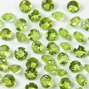 Green Peridot Round Faceted Gemstone Calibrated Size Loose Gemstone Natural Peridot Round Cut Loose Gems