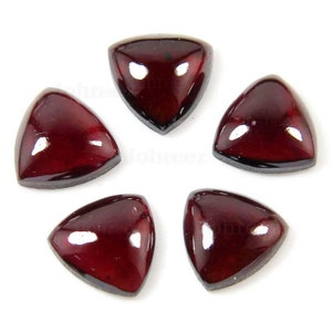 Red Garnet Gemstone Cabochons: Trillion Flat Backs, 3-12mm (10 Piece Lot)