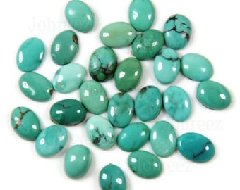 Cabujón de turquesa tibetana natural: piedra preciosa ovalada calibrada (de 3 x 5 mm a 13 x 18 mm)