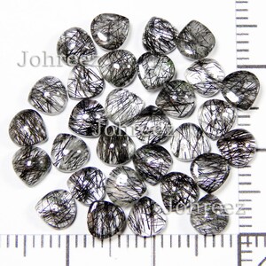 10 Pieces Lot  Black Rutile  round Shape cabochon Smooth Polished Gemstone