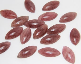 Natural Strawberry Quartz Marquise Cabochon Smooth Polished Gemstone 3x6mm To 10X20mm Flat Back Loose Quartz Stones