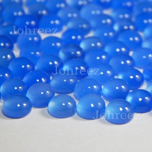 Blue Chalcedony Round Cabochon Smooth Polished Gemstone 3x3mm To 20X20mm Flat Back Cabochon