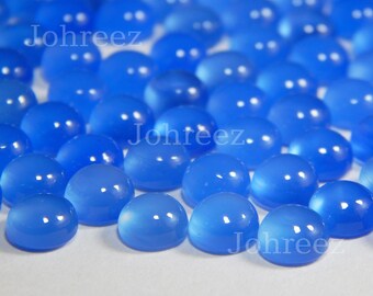 Niebieski Chalcedon Okrągły Kaboszon Gładki Polerowany Kamień Szlachetny 3 x 3 mm Do 20 x 20 mm Płaski Tył Kaboszon