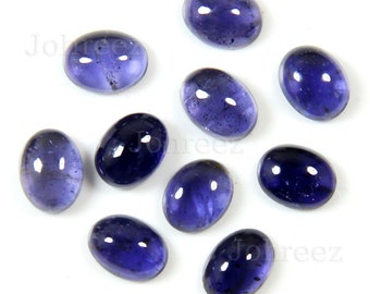 10 Oval Blue Iolite Gemstone Cabochons: 3x5 to 8x10 mm Wholesale Lot