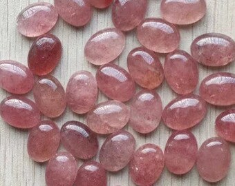 Strawberry Quartz Oval Cabochon Gemstone Natural Quartz Cabochon Flat Back Loose Stone 3x5mm To 13X18mm