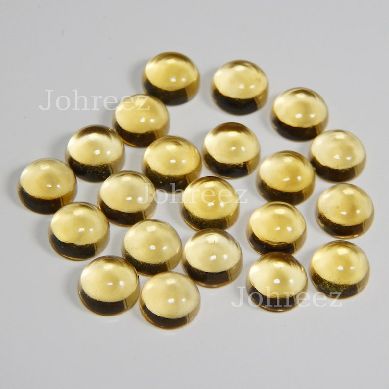 10 Pieces Natural yellow Citrine Round Cabochon Loose Gemstone