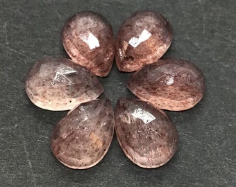 Natural Strawberry Quartz Pear Rose Cut Gemstones 3x5mm To 13x18mm Loose Quartz Gemstone