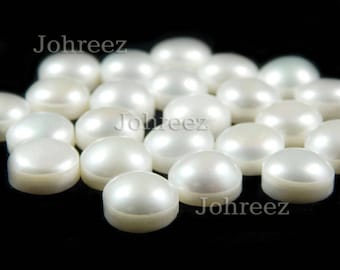 10 Pieces Wholesale Lot Fresh Water Pearl Round Shape Flat Back Gemstone Cabochon