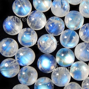 10 Rainbow Moonstone Cabochons: Round Gemstone Beads (3-12mm)