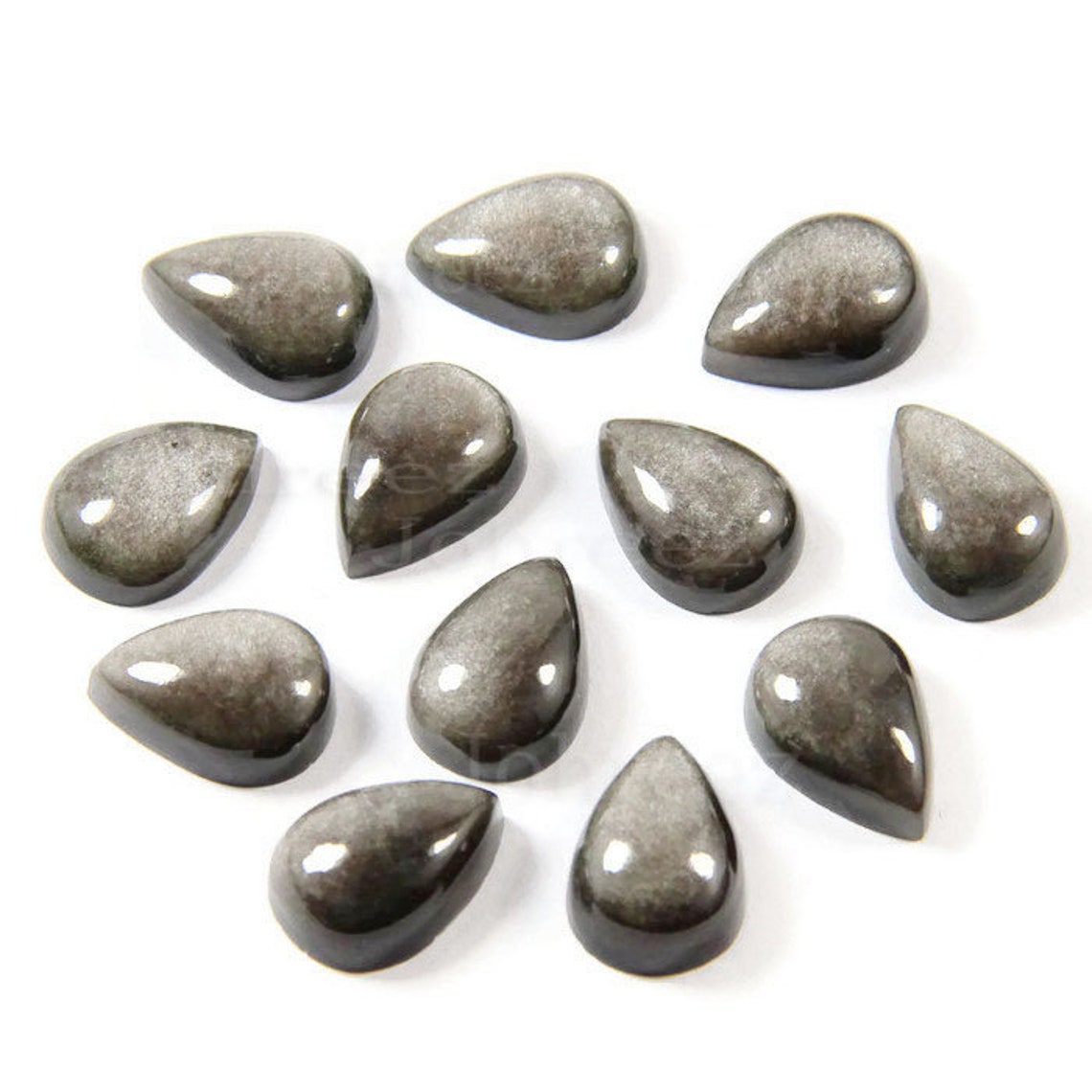 10 piezas lote natural plata sheen obsidiana pera forma  Etsy