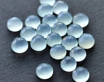 Aqua Chalcedony Round  Rose Cut Gemstone 3mm To 20mm  Loose Flat Back Cabochon