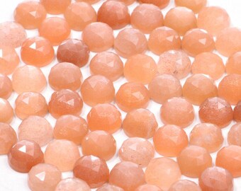 Pedra lunar de pêssego natural redonda rosa cortada pedra preciosa calibrada 3x3mm a 15x15mm