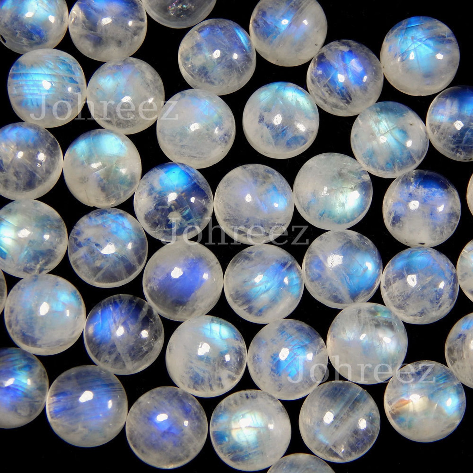20 Piece Rainbow Moonstone 4 Mm Gemstone Round Cabochon Flat Etsy
