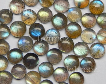 Natural Labradorite Round Cabochon Flat Back Loose Gemstone 3x3mm To 20X20mm Labradorite Blue Flasy Gemstones