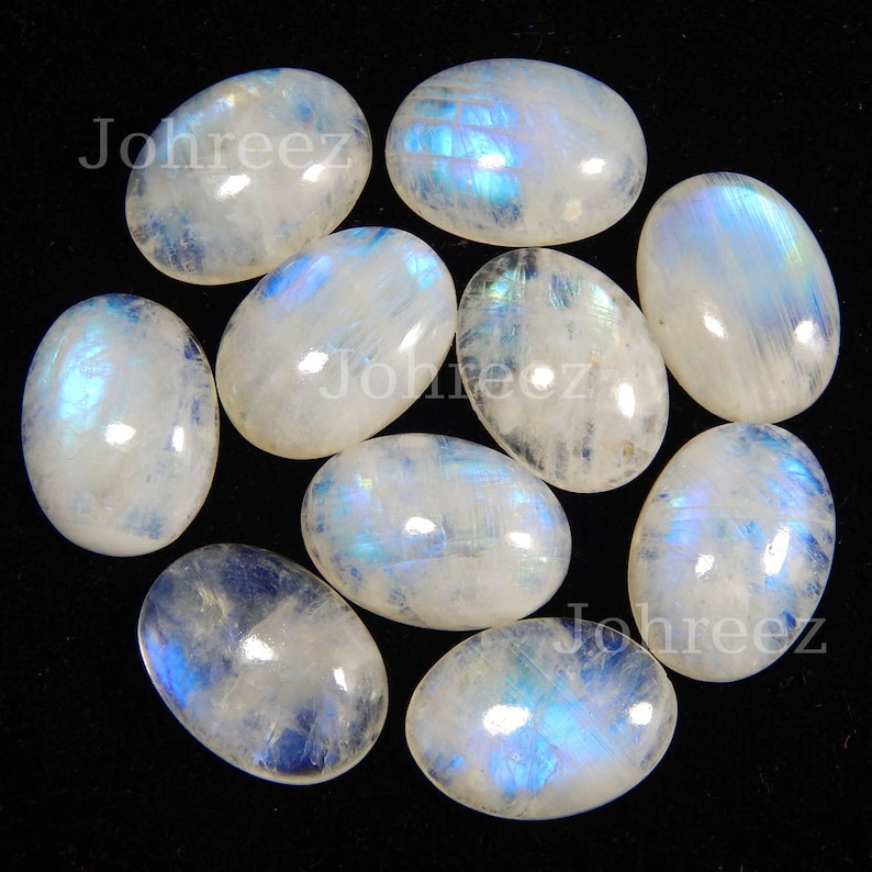 5 Pieces Lot Rainbow Moonstone Cabochon Oval Shape Gemstone Cabochon Smooth Polished