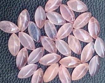 Natural Rose Quartz Marquise Cabochon Gemstone 3x6mm To 10X20mm Flat Back Loose Pink Quartz Stones