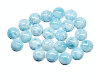 Ocean Blue Larimar Round Cabochon: Loose Gemstone (3x3mm to 20x20mm)