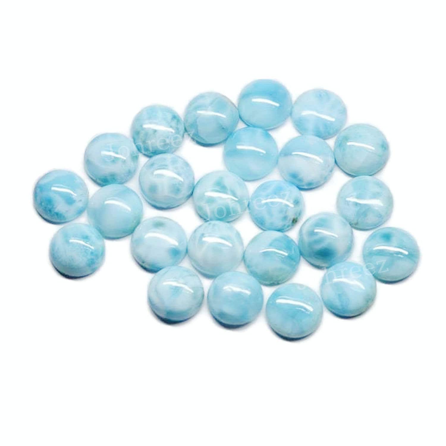 Natural Larimar Cabochon Round Shape Loose Gemstone Size 3mm To 15mm