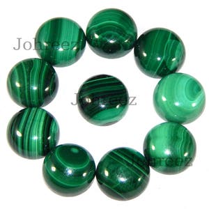 Natural Malachite Round Cabochons: Polished Loose Gemstones, 3-20mm (10 Piece)
