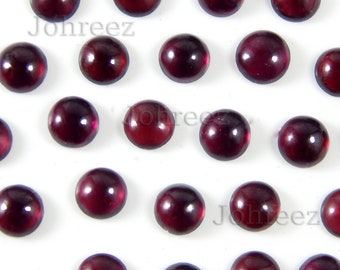 Cabujón de granate natural: piedra preciosa redonda pulida (de 3 x 3 mm a 20 x 20 mm)