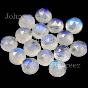 Natural Rainbow Moonstone Round Rose Cut Gemstone (3x3mm to 20x20mm)
