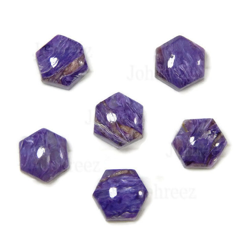 Natural Charoite Hexagon Shape Gemstone Cabochon Flat Back Loose Gemstone 10 Pieces Lot Purple Charoite Gemstone Cabochon