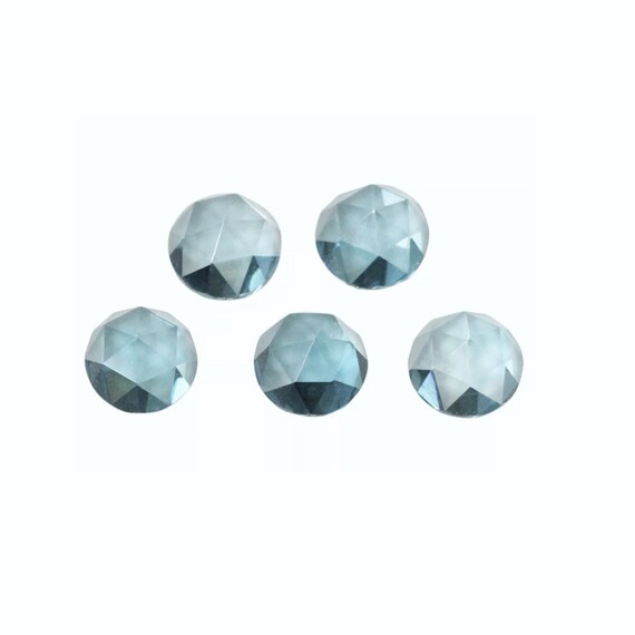 Sky Blue Topaz Gemstone Cabochon: 3-10mm Round Rose Cut, Flat Back